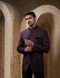 Wine & Black Bandhgala Set