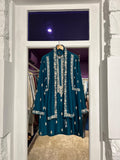 Teel Blue Ao White Dori work Embroidery With Dupatta