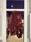 Beetroot All Over Kantha work And Dupatta