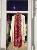 Ivory Front Open Kurta with CutworkMulticolored Resahm work Dupatta
