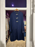 Midnight Blue Satin linen kurta with bootie Embroideries In front