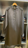 Classic Black Satin Linen Pathani