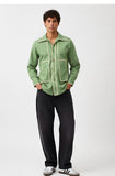 Asparagus Green-Ivory Pintuck Shirt