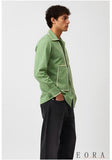Asparagus Green-Ivory Pintuck Shirt