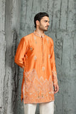 Orange Gulrang Ridge Kurta Set