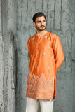 Orange Gulrang Ridge Kurta Set
