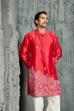 Red Gulrang Ridge Kurta Set