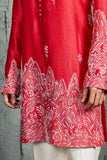Red Gulrang Ridge Kurta Set