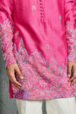 Pink Gulrang Ridge Kurta Set