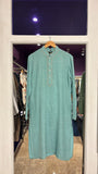 Linen Kurta with Neck and Sleeve Buttis