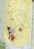 LEMON YELLOW GANPATI KURTA