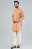 Light Tan Cotton Self Jacquard 
Kurta Shirt