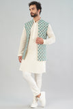 Offwhite Position Embroidery 
Digital print Nehru Jacket