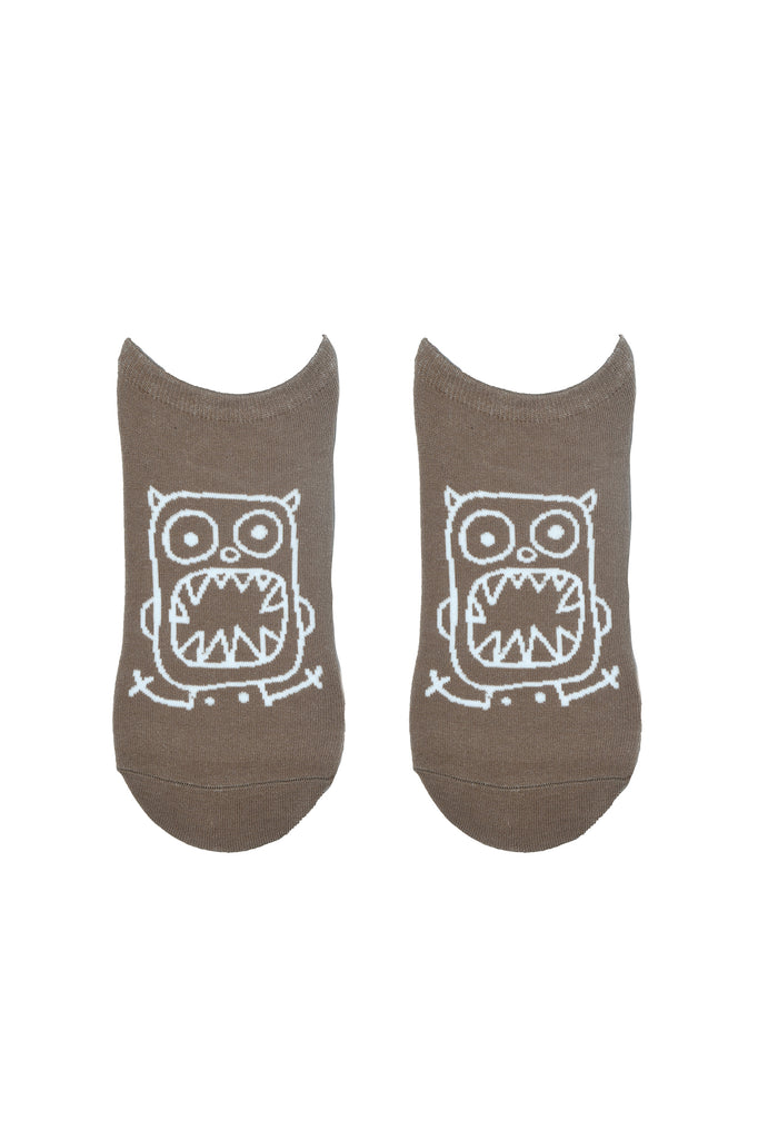 TOFFCRAFT - Monster Face Graphic Low Cut Ankle Beige Socks