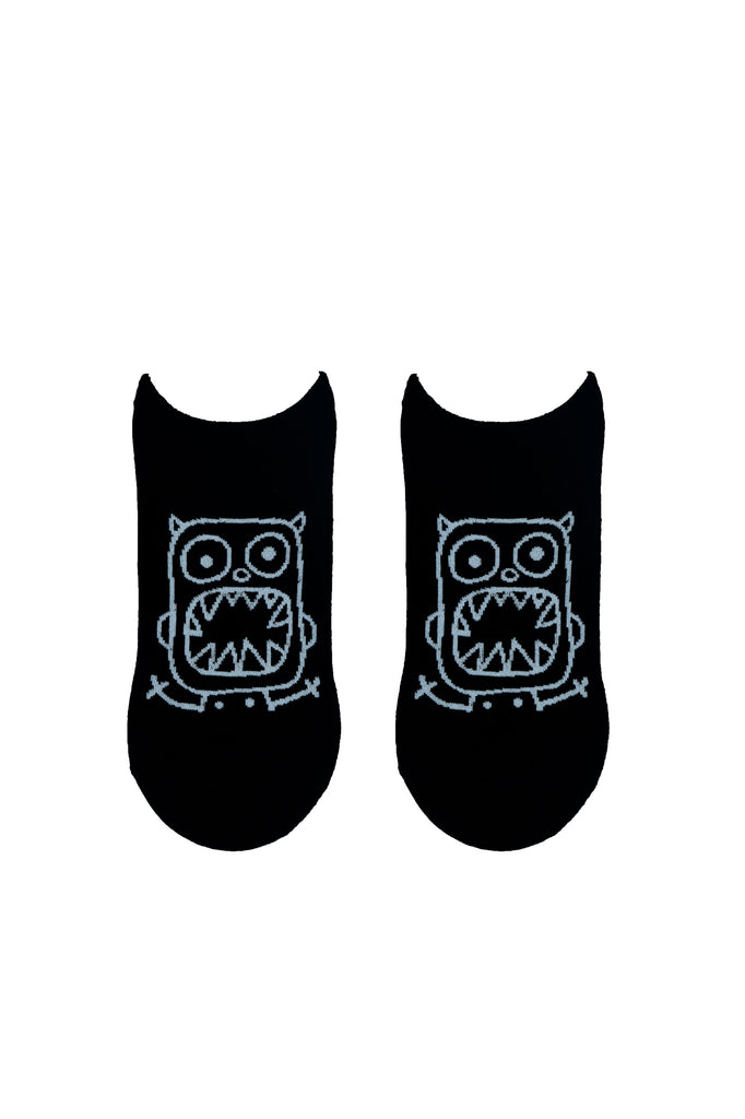 TOFFCRAFT - Monster Face Graphic Low Cut Ankle Black Socks