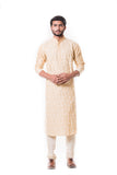 SHERWOOD TAN KURTA SET WITH FULL DORI EMBROIDERY