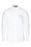 The White Organic Shirt With Frayed Yarn