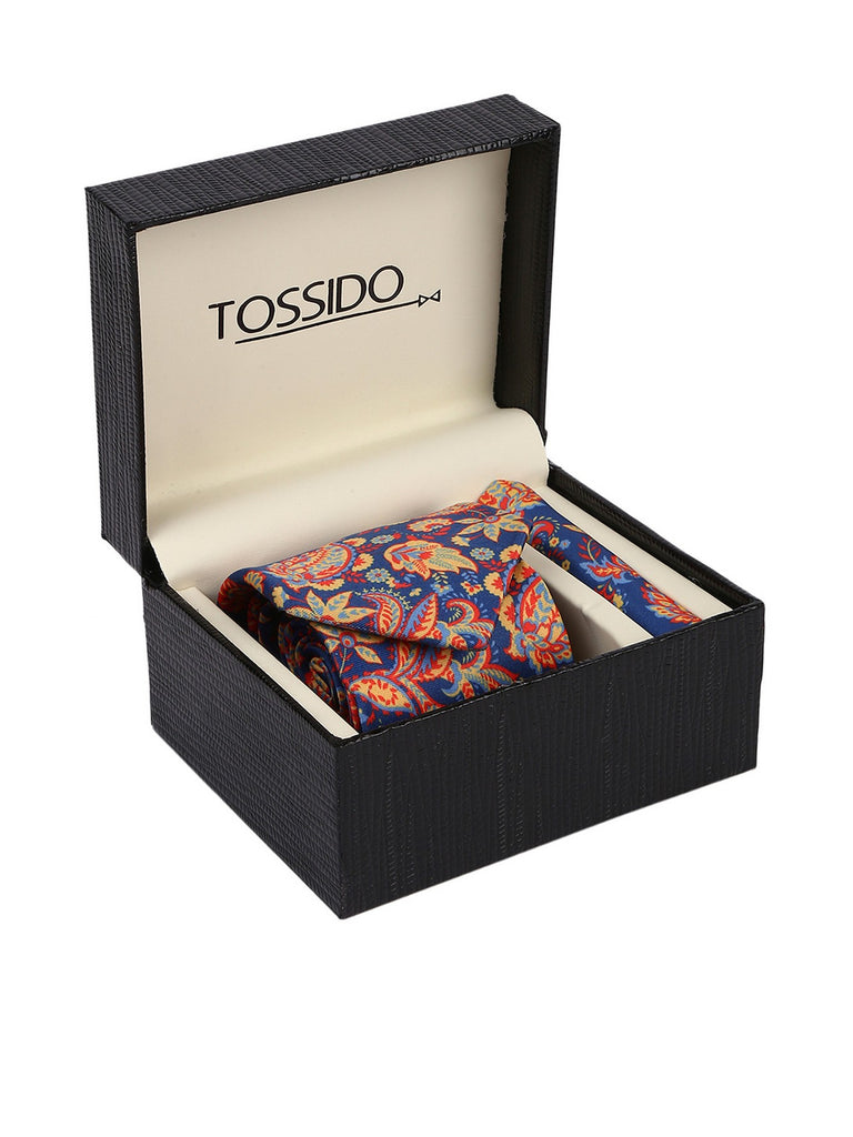 TOSSIDO Printed Necktie & Pocket Square Gift Box