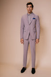 Grey peak shawl lapel suit with embroidered triangle motif on sleeves