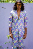 Geometric Printed Single Breasted Suit