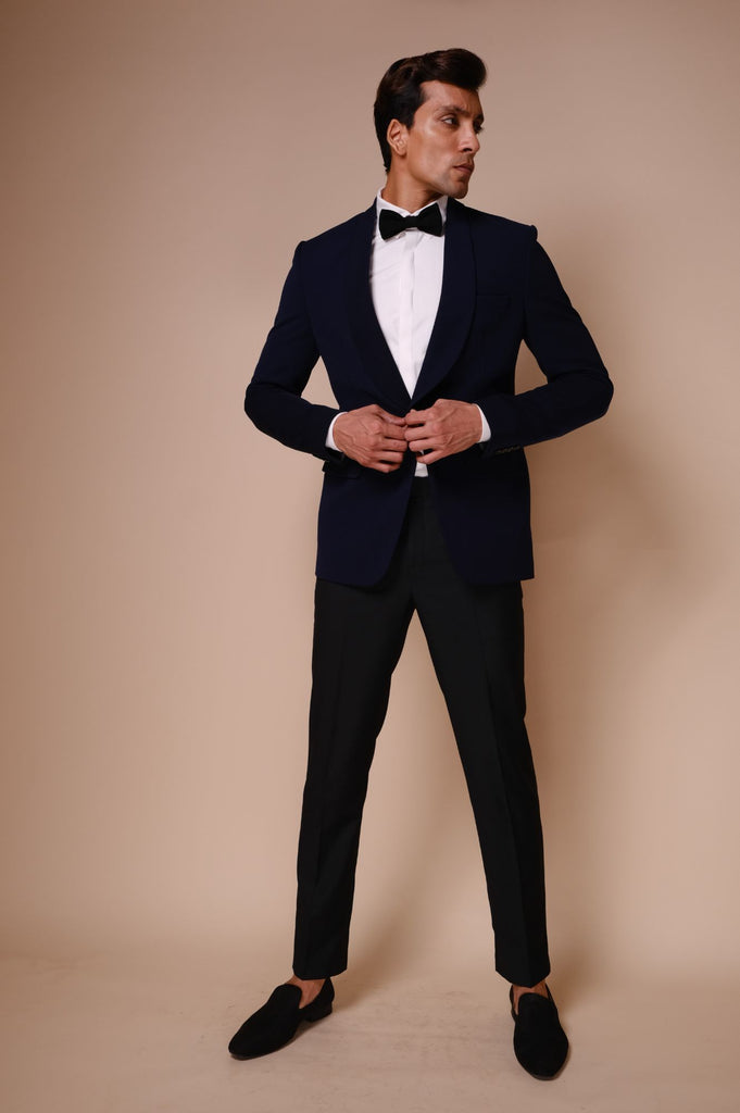 Midnight blue sale shawl collar tuxedo