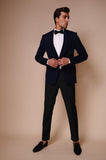 midnight blue shawl lapel tuxedo