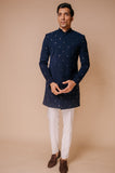 Midnight blue embroidered bandhgala