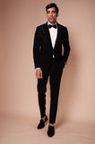 Black shawl lapel tuxedo with embroidered one side diagonal strokes