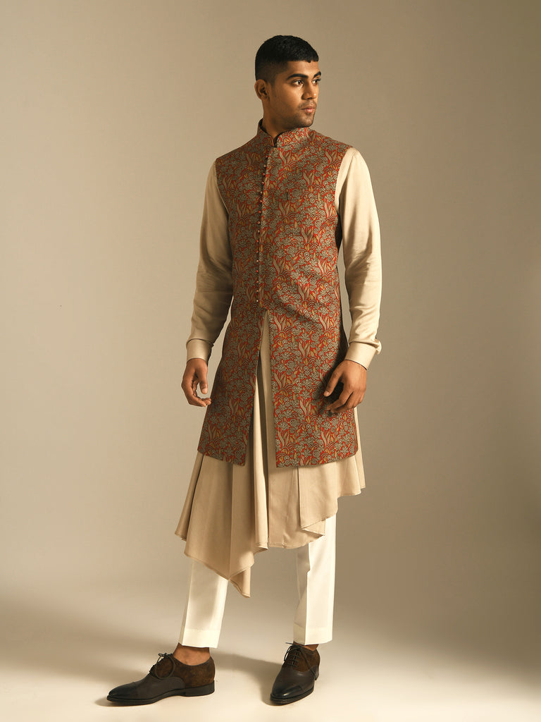 Loop Button Jacket PRINTED LONG JAWAHAR JACKET WITH LOOP BUTTONS – Curato