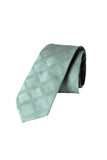 Sea Green Checks Self Printed Tie