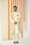 IVORY MINA COLLAR AND
BUTTONS EMBROIDERED 
SHERWANI SET