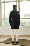 Navy Blue Indowestern 
with front across gold 
metallic band