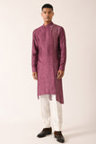 PRUNE TWO BUTTON PRINTED KURTA