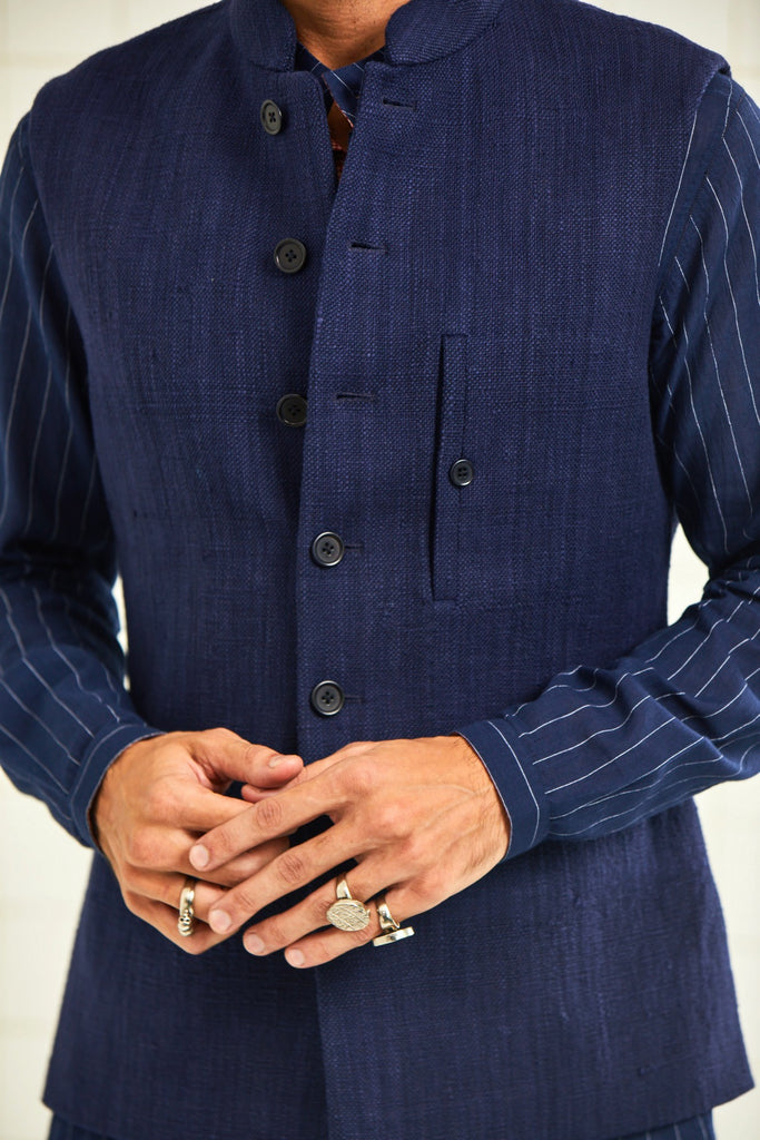 Narwariya hand spun hand woven textured waistcoat