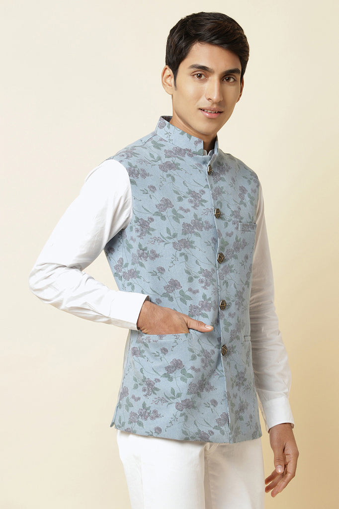 Denim top nehru jacket