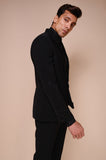 Black shawl lapel tuxedo with gold embroidery on sleeves