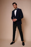 midnight blue shawl lapel tuxedo