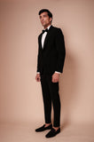 Black shawl lapel tuxedo with embroidered one side diagonal strokes