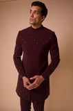 Burgandy embroidered bandhgala