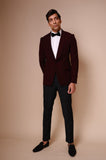 burgandy shawl lapel tuxedo