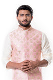 Cream Kurta with Zadi Embroidered Pink Waist Coat