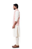 Cream Kurta with Zadi Embroidered Pink Waist Coat