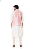 Cream Kurta with Zadi Embroidered Pink Waist Coat