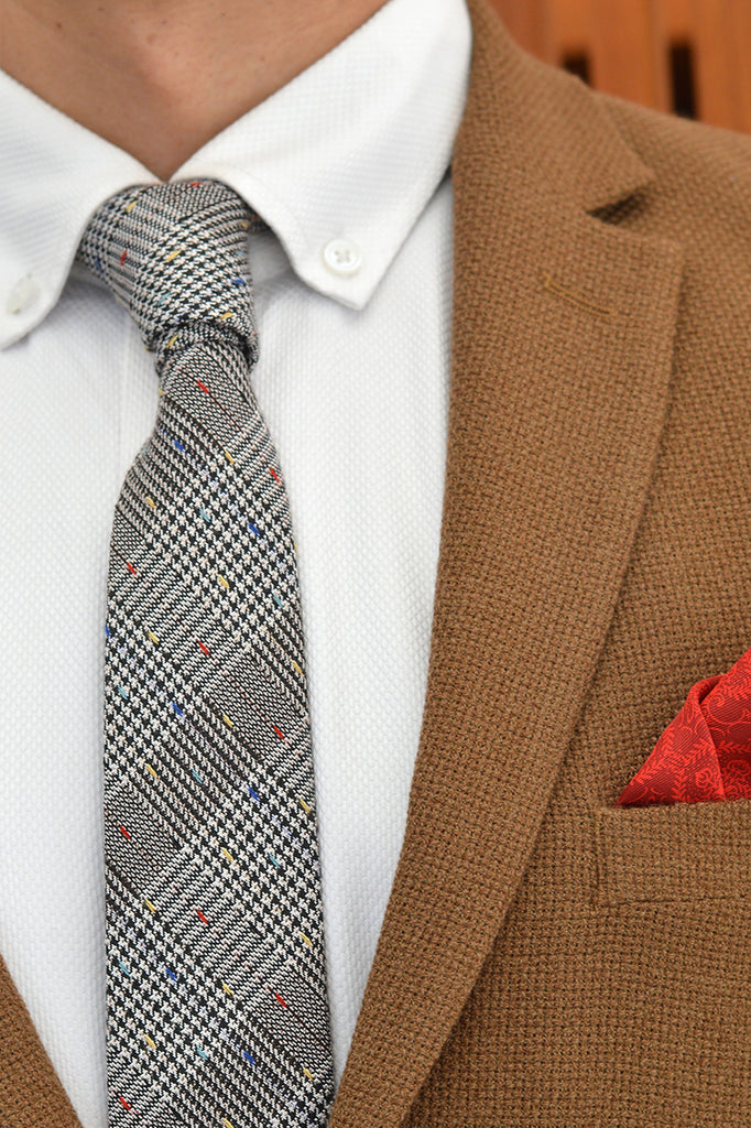 Chequered Neck Tie, Grey