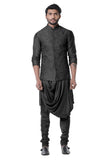 JADE BLACK COWL KURTA WITH FULL EMBROIDERED BLACK WAIST COAT SET