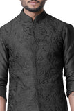 JADE BLACK COWL KURTA WITH FULL EMBROIDERED BLACK WAIST COAT SET