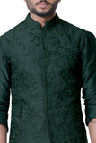 SEAWEED COWL KURTA WITH FULL EMBROIDERED SEAWEED WAIST COAT SET