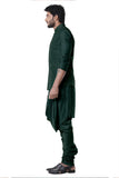 SEAWEED COWL KURTA WITH FULL EMBROIDERED SEAWEED WAIST COAT SET