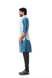 Blue kurta and Black Churidar with Powder Blue Waist Coat Set