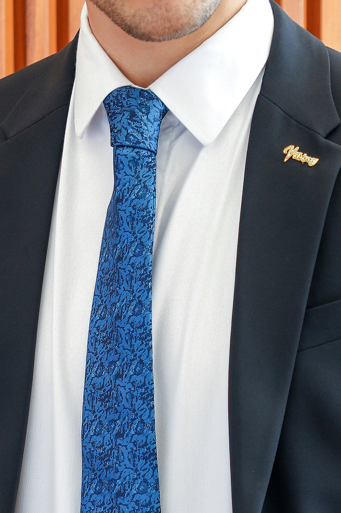 Floral Buzz Silk Tie, Royal Blue